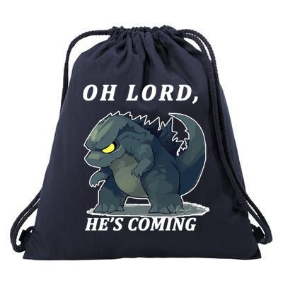 Oh Lord He's Coming Funny Monster Drawstring Bag