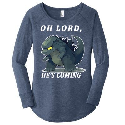 Oh Lord He's Coming Funny Monster Women's Perfect Tri Tunic Long Sleeve Shirt