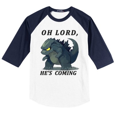 Oh Lord He's Coming Funny Monster Baseball Sleeve Shirt