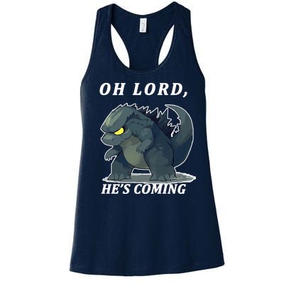 Oh Lord He's Coming Funny Monster Women's Racerback Tank