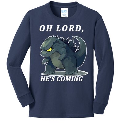 Oh Lord He's Coming Funny Monster Kids Long Sleeve Shirt