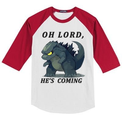 Oh Lord He's Coming Funny Monster Kids Colorblock Raglan Jersey