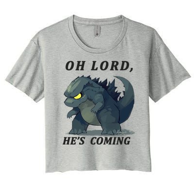 Oh Lord He's Coming Funny Monster Women's Crop Top Tee