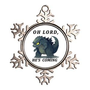 Oh Lord He's Coming Funny Monster Metallic Star Ornament