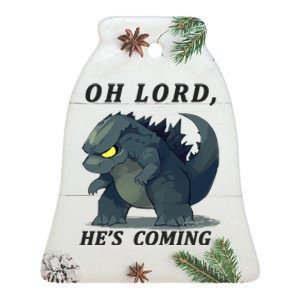 Oh Lord He's Coming Funny Monster Ceramic Bell Ornament