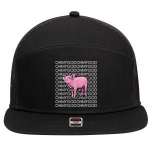 Oh My God Pig 7 Panel Mesh Trucker Snapback Hat