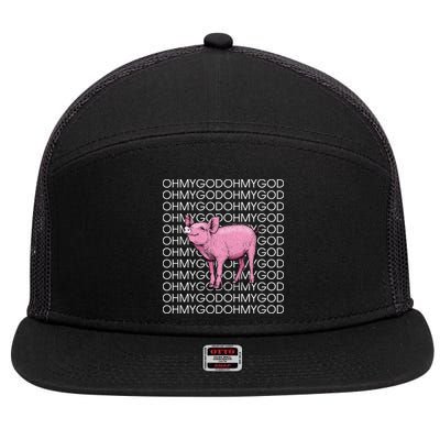 Oh My God Pig 7 Panel Mesh Trucker Snapback Hat