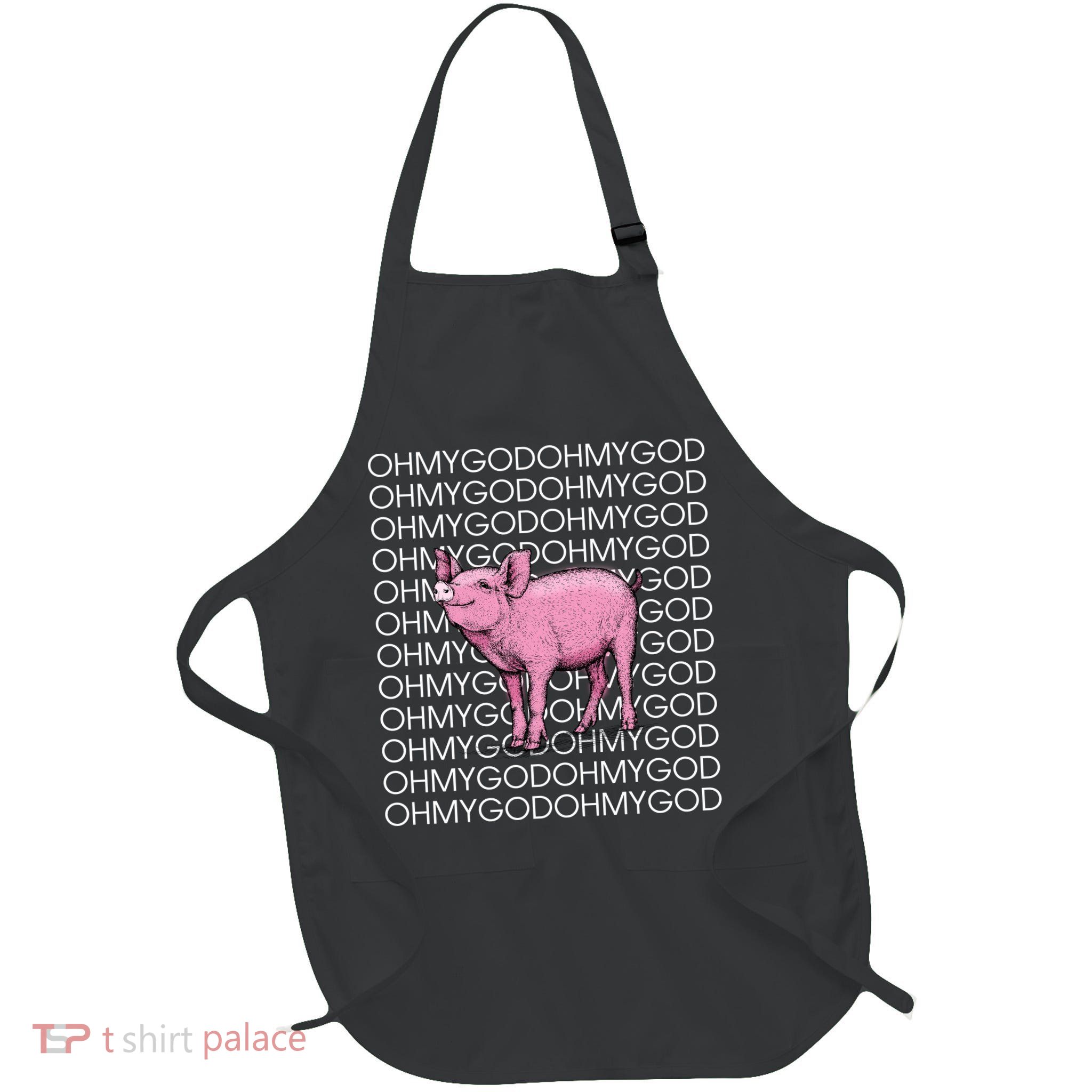 Oh My God Pig Full-Length Apron With Pockets