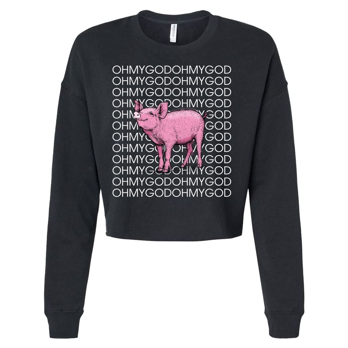 Oh My God Pig Cropped Pullover Crew