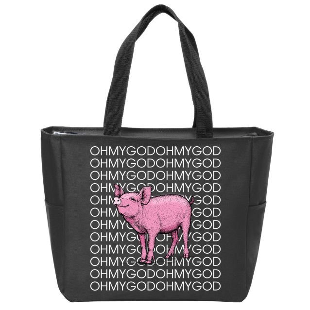 Oh My God Pig Zip Tote Bag