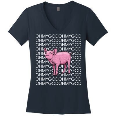 Oh My God Pig Women's V-Neck T-Shirt