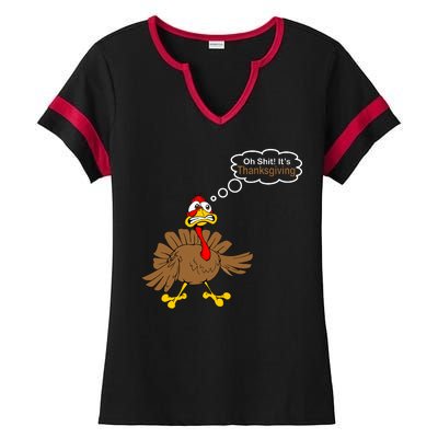 Oh Shit It's Thanksgiving Ladies Halftime Notch Neck Tee