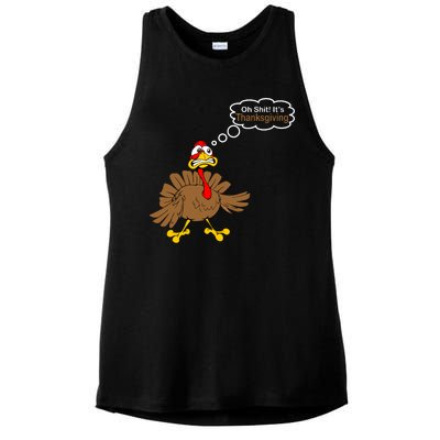 Oh Shit It's Thanksgiving Ladies PosiCharge Tri-Blend Wicking Tank