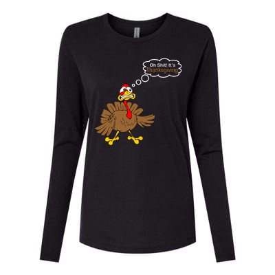 Oh Shit It's Thanksgiving Womens Cotton Relaxed Long Sleeve T-Shirt