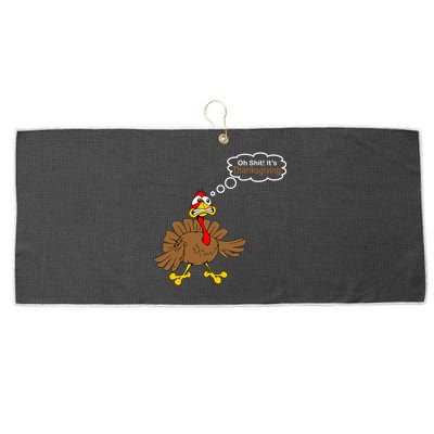 Oh Shit It's Thanksgiving Large Microfiber Waffle Golf Towel