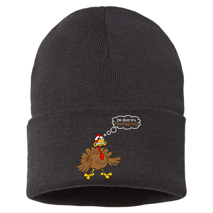 Oh Shit It's Thanksgiving Sustainable Knit Beanie