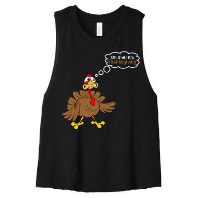 Oh Shit It's Thanksgiving Women's Racerback Cropped Tank