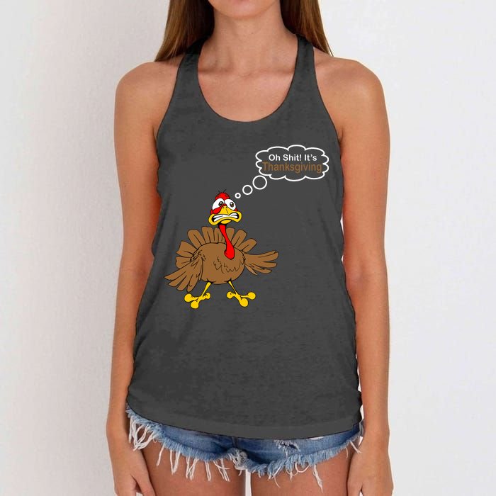 Oh Shit It's Thanksgiving Women's Knotted Racerback Tank