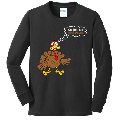 Oh Shit It's Thanksgiving Kids Long Sleeve Shirt