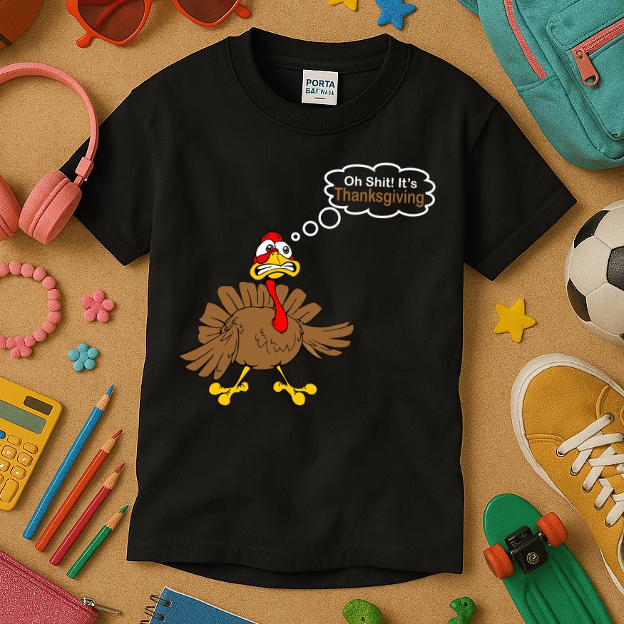 Oh Shit It's Thanksgiving Kids T-Shirt