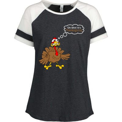 Oh Shit It's Thanksgiving Enza Ladies Jersey Colorblock Tee