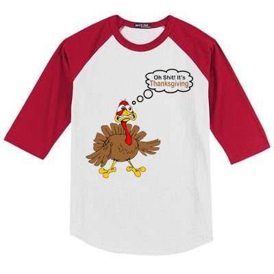 Oh Shit It's Thanksgiving Kids Colorblock Raglan Jersey