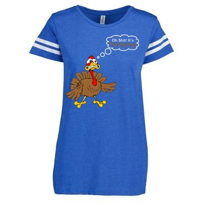 Oh Shit It's Thanksgiving Enza Ladies Jersey Football T-Shirt