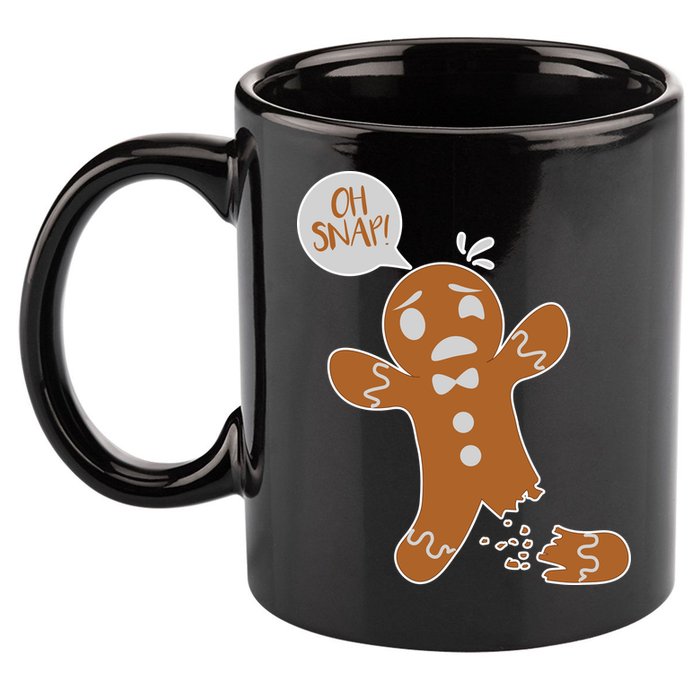 Oh Snap! Funny Gingerbread Christmas 11oz C Handle Ceramic Mug