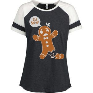 Oh Snap! Funny Gingerbread Christmas Enza Ladies Jersey Colorblock Tee