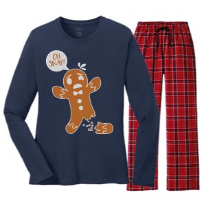 Oh Snap! Funny Gingerbread Christmas Women's Long Sleeve Flannel Pajama Set 