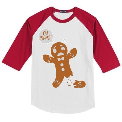 Oh Snap! Funny Gingerbread Christmas Kids Colorblock Raglan Jersey