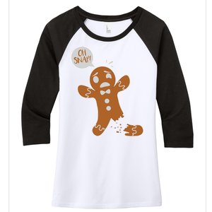 Oh Snap! Funny Gingerbread Christmas Women's Tri-Blend 3/4-Sleeve Raglan Shirt