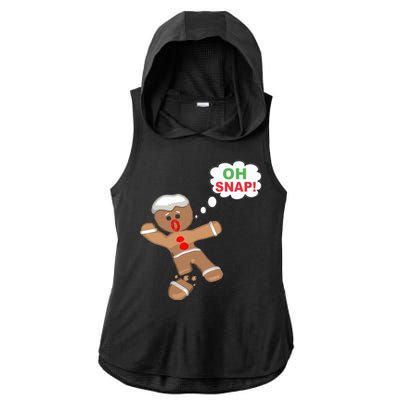 Oh Snap Gingerbread Funny Christmas Design Ladies PosiCharge Tri-Blend Wicking Draft Hoodie Tank