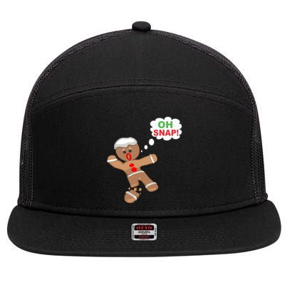 Oh Snap Gingerbread Funny Christmas Design 7 Panel Mesh Trucker Snapback Hat