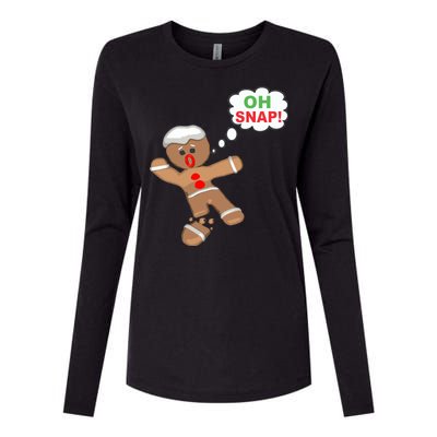 Oh Snap Gingerbread Funny Christmas Design Womens Cotton Relaxed Long Sleeve T-Shirt