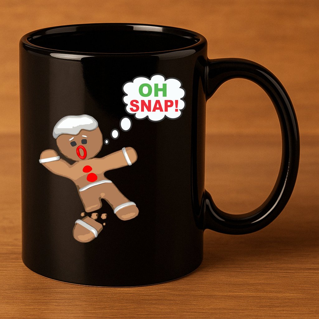 Oh Snap Gingerbread Funny Christmas Design 11oz C Handle Ceramic Mug