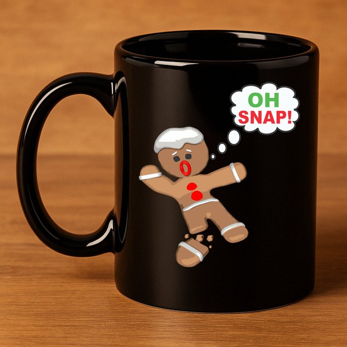 Oh Snap Gingerbread Funny Christmas Design 11oz C Handle Ceramic Mug