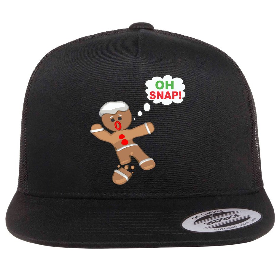 Oh Snap Gingerbread Funny Christmas Design Flat Bill Trucker Hat