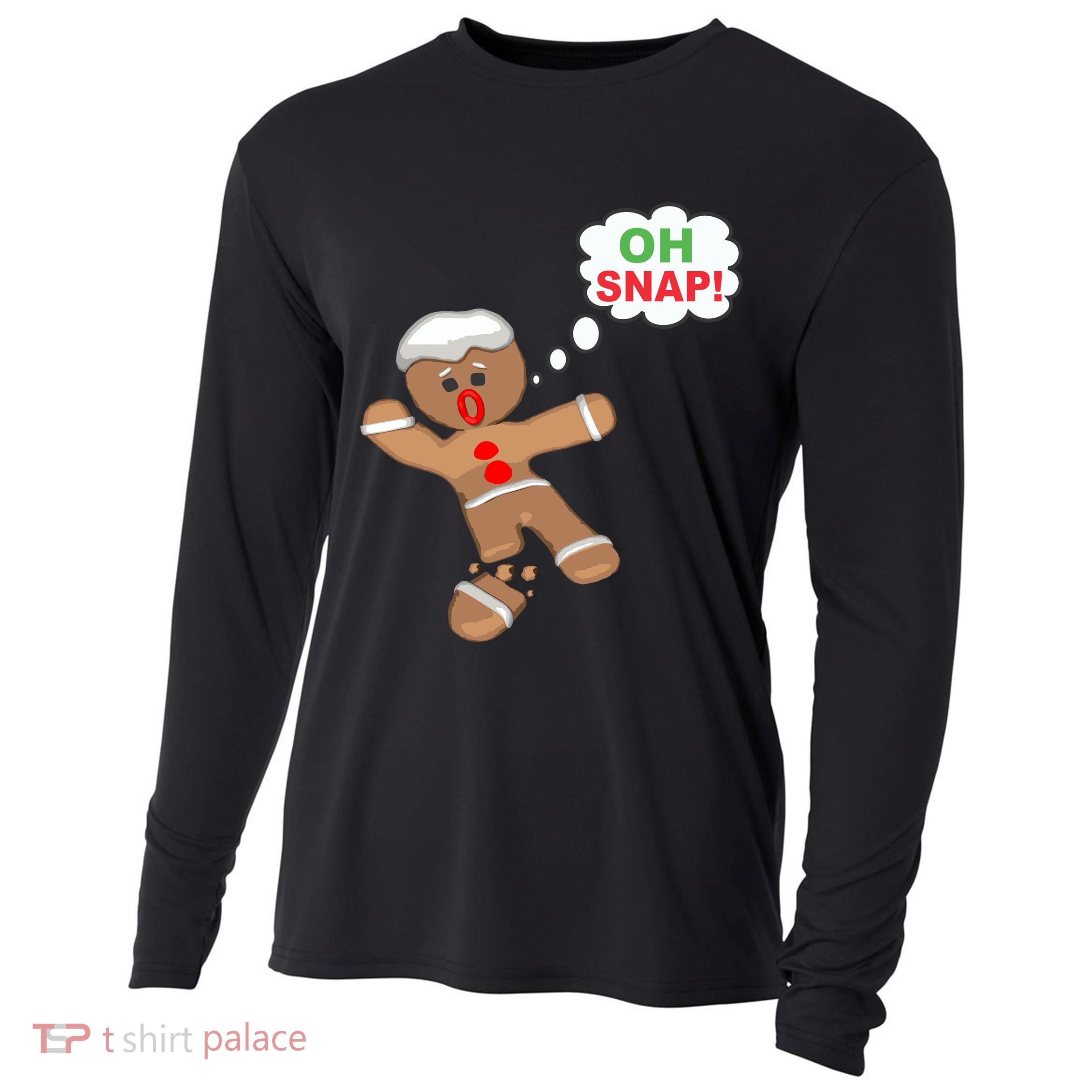 Oh Snap Gingerbread Funny Christmas Design Cooling Performance Long Sleeve Crew
