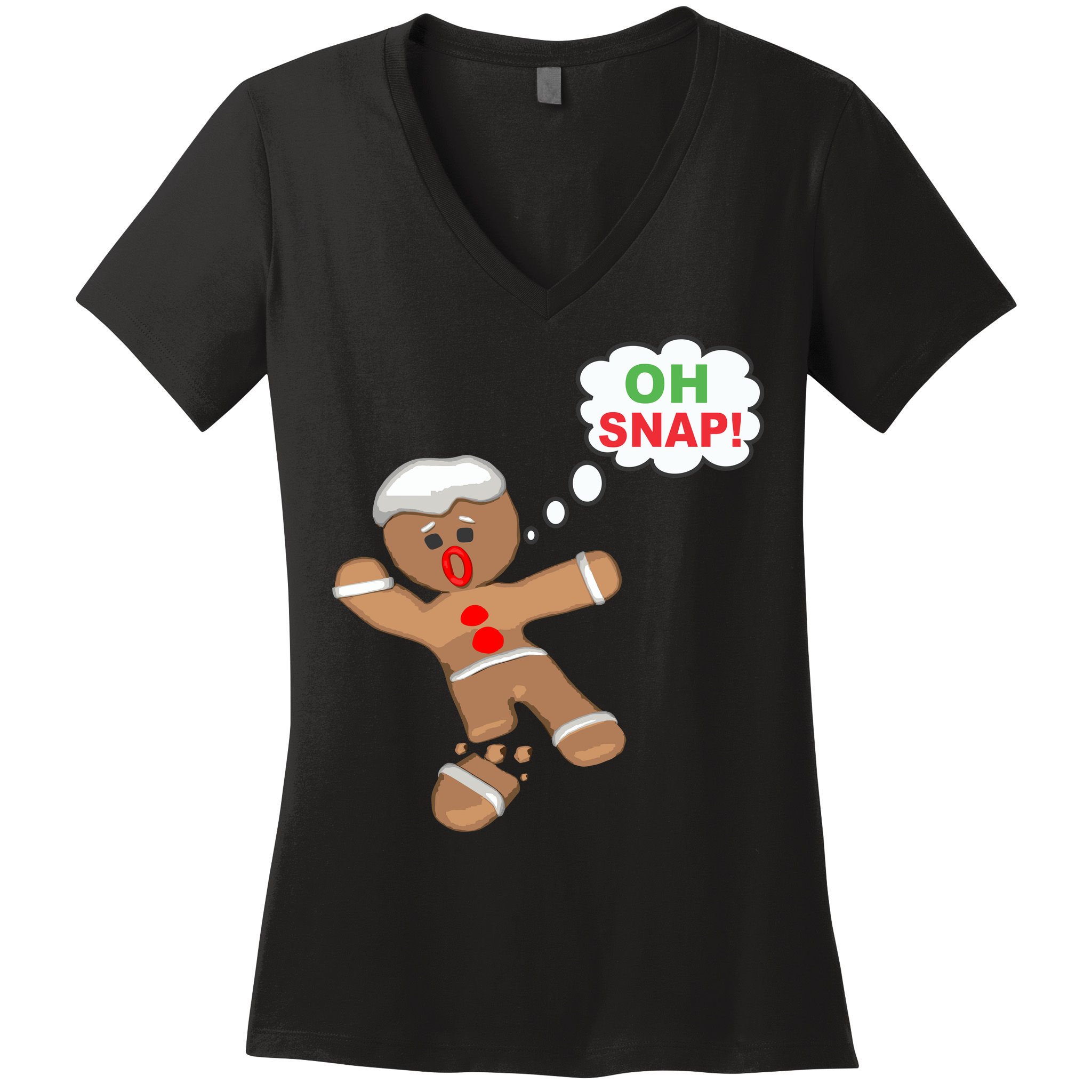 Oh Snap Gingerbread Funny Christmas Design Women's V-Neck T-Shirt