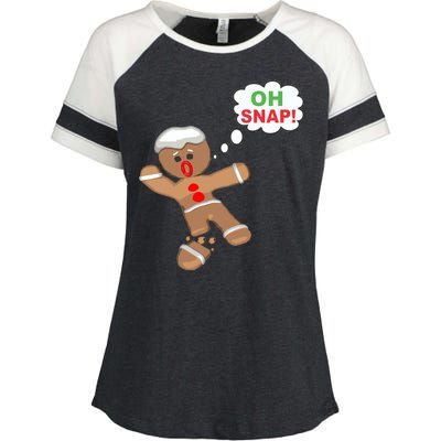 Oh Snap Gingerbread Funny Christmas Design Enza Ladies Jersey Colorblock Tee