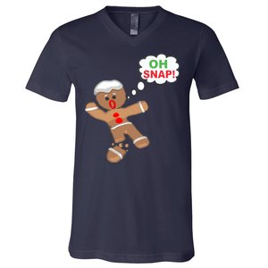 Oh Snap Gingerbread Funny Christmas Design V-Neck T-Shirt