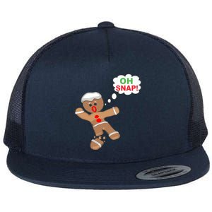 Oh Snap Gingerbread Funny Christmas Design Flat Bill Trucker Hat