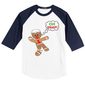 Oh Snap Gingerbread Funny Christmas Design Baseball Sleeve Shirt