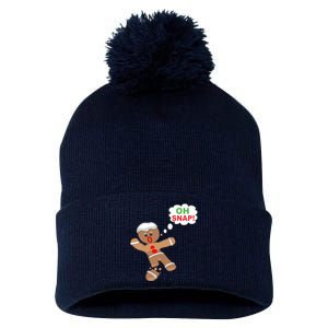 Oh Snap Gingerbread Funny Christmas Design Pom Pom 12in Knit Beanie