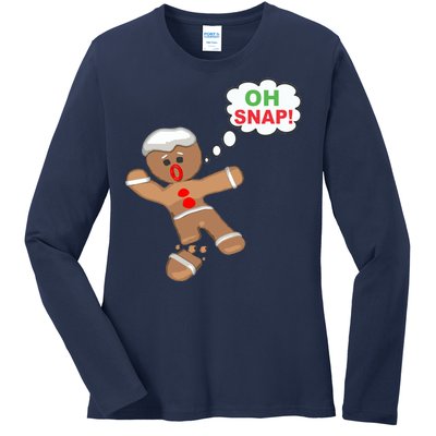 Oh Snap Gingerbread Funny Christmas Design Ladies Long Sleeve Shirt