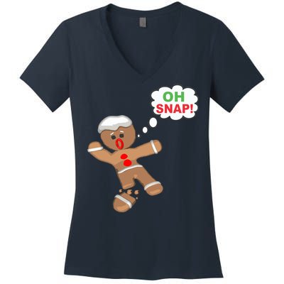 Oh Snap Gingerbread Funny Christmas Design Women's V-Neck T-Shirt