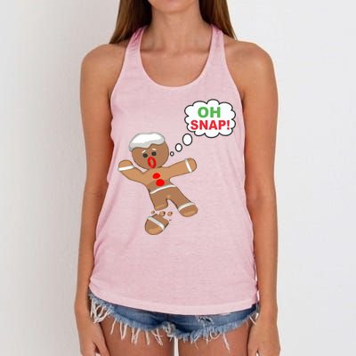 Oh Snap Gingerbread Funny Christmas Design Women's Knotted Racerback Tank