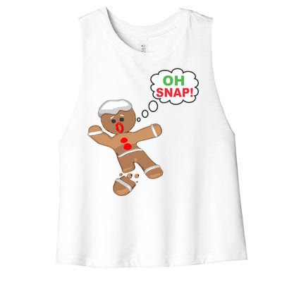 Oh Snap Gingerbread Funny Christmas Design Women's Racerback Cropped Tank