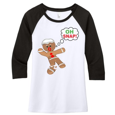 Oh Snap Gingerbread Funny Christmas Design Women's Tri-Blend 3/4-Sleeve Raglan Shirt